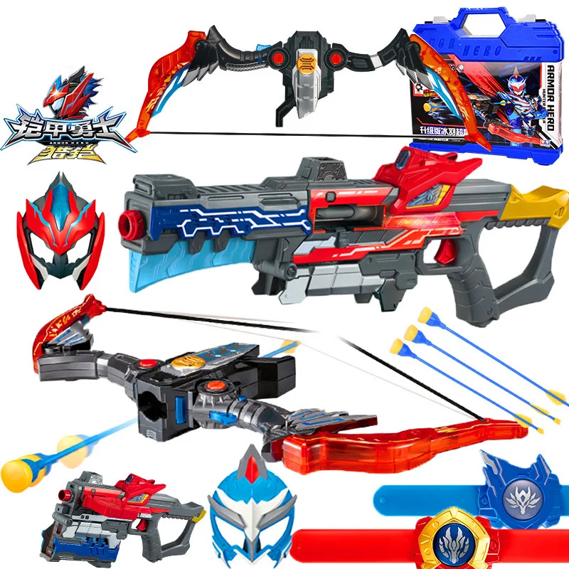 

Armor Warrior Mask Hero Hunting Sword Knife Arrow Gun Action Figure Deformation Device Weapons Model Toys Collections Boys Gifts