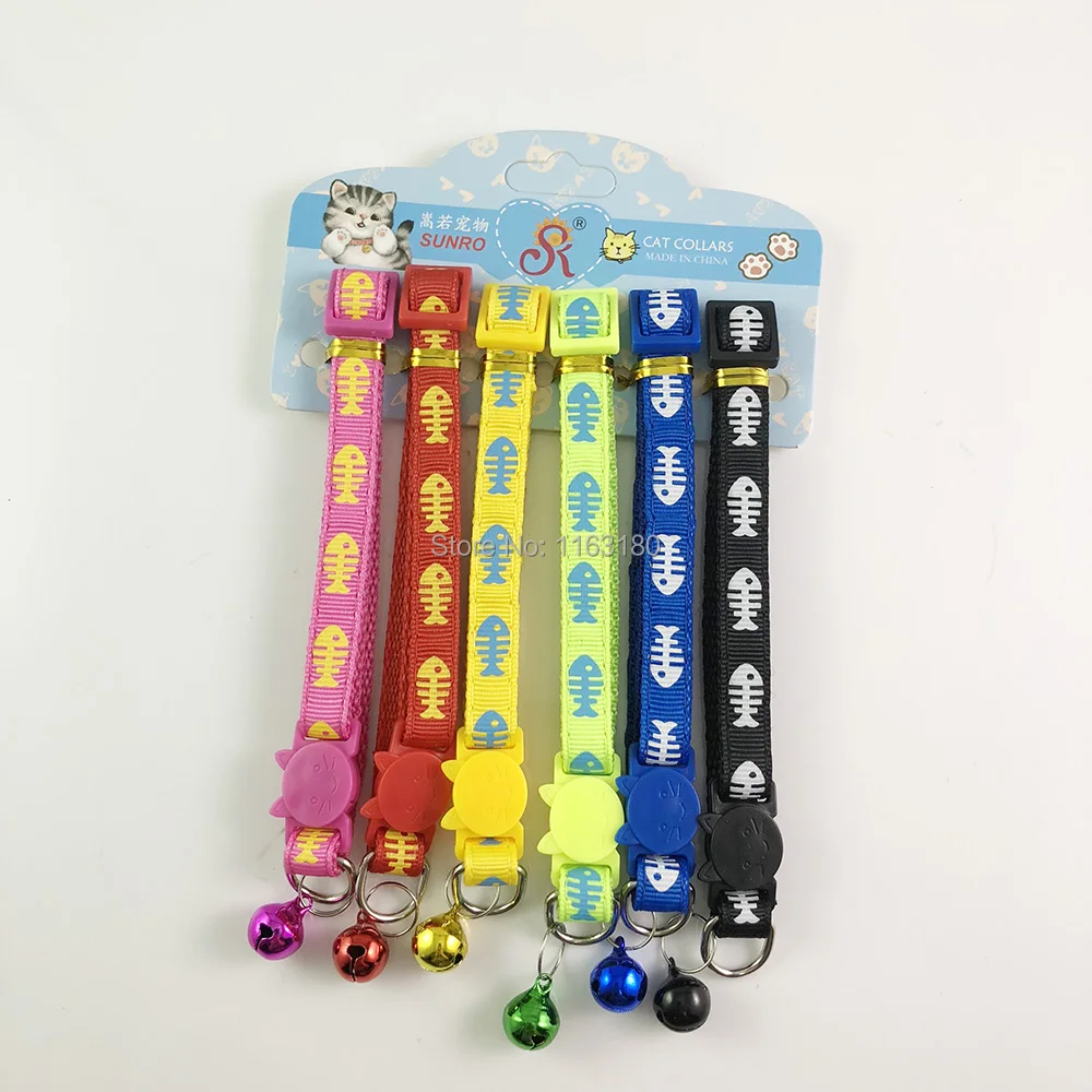 96 шт./лот ошейник с милым колокольчиком для кошек и собак регулируемый нейлоновый