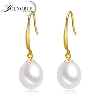 18k gold earrings pearl jewelry natural freshwater pearl fine au750 drop earrings wedding party for women