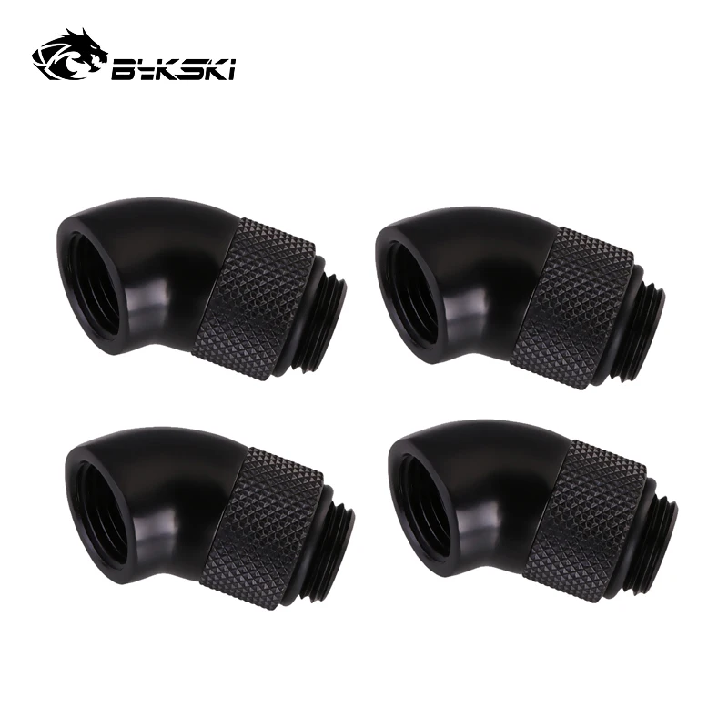 

4pcs Bykski 45 Degree 360 Rotary Fittings For Computer Water Cooling Loop Build,Silver,Black,Gold,Red,White,Blue G1/4 ",B-RD45-X
