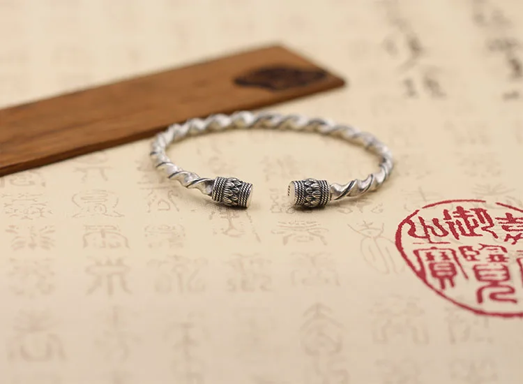 Браслет мужской и женский из серебра 100% пробы в стиле ретро | Украшения