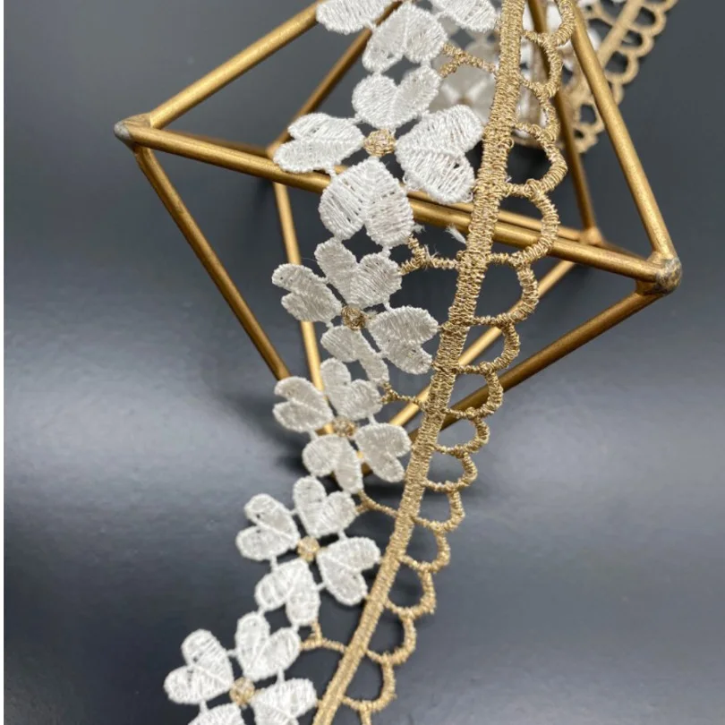 Кружевная ткань с белыми цветами Ширина 3 5 см гипюровая кружевная отделка лента