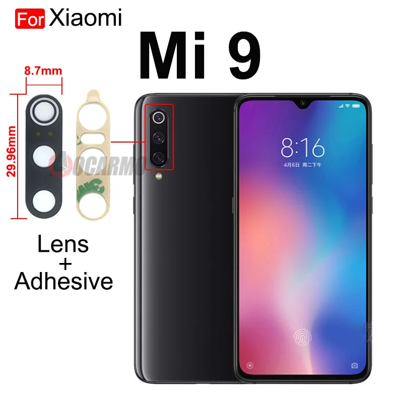 Aocarmo For Xiaomi Mi 8 9 10 11 Lite SE 9T 10T Pro 11U 8se CC9 CC9e A3 Rear Back Camera Lens Adhesive Sticker Replacement Part