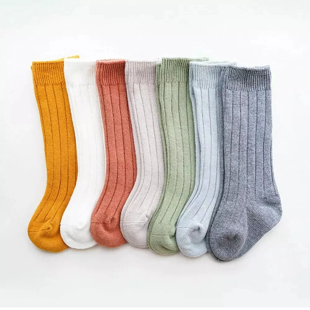 Baby Solid Color Long Tube Socks Autumn and Winter Baby Cotton Warm Knee High Socks Children´s Breathable Comfortable Stockings