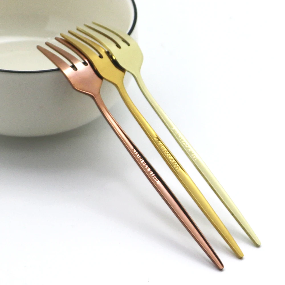 6Pcs Black Cake Fork Set Stainless Steel Tableware For Fruit Salad Colourful Flatware Cutlery Party Restaurant Supplies | Дом и сад