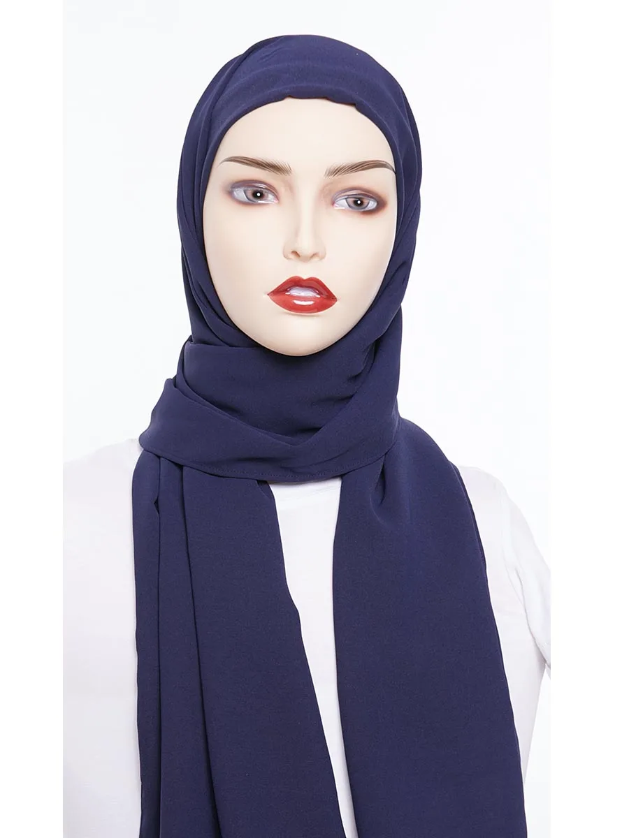 navy Hijab scarf BNSQ женское мусульманское платье одежда женщин мусульманских стран Jilbab вышивка, Макси-платье плюс размер Турция Кафтан марокканский индонезийский пакистанский - Цвет: navy Hijab scarf