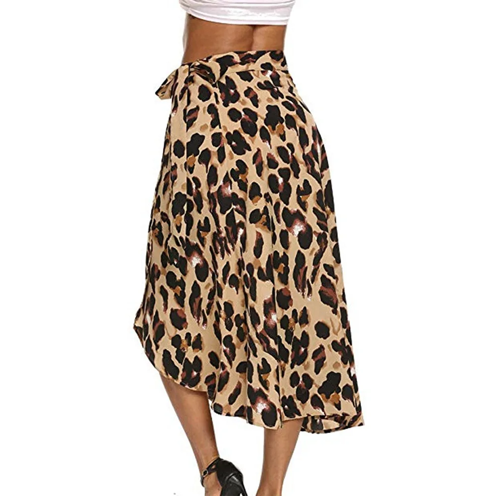 

Sexy Women Skirt Hot Fashion Lady Leopard Print High Waist Skirt Ladies Evening Party Skirts Lace Up Ruffles Skirts