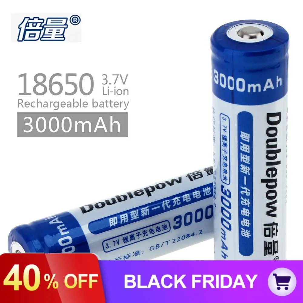 2 шт./лот doulepow 3000mAh 18650 аккумуляторная батарея 3 7 V литий ионная литиевая
