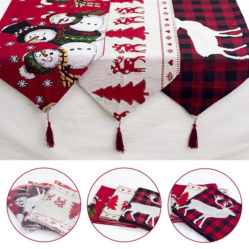 

Linen Christmas Elk Snowman Table Runner Merry Christmas Decor For Home 2021 Xmas Ornaments New Year's Decor 2022 Navidad