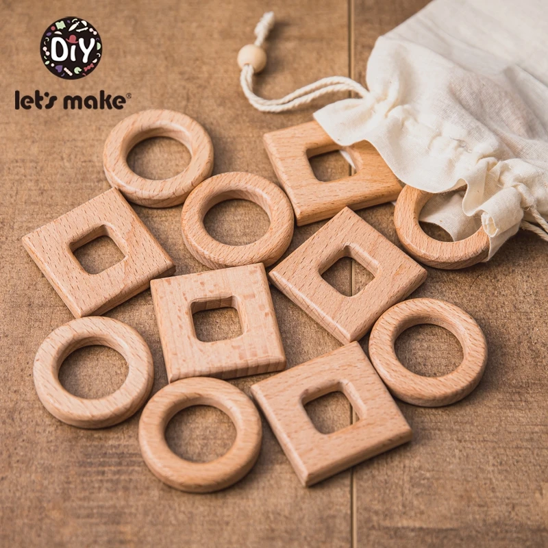

Let'S Make 1PC Beech Wooden Geometric Circle Baby Teething Wooden Crafts Toys For Baby Rattles Wood Ring Baby Teether Stroller
