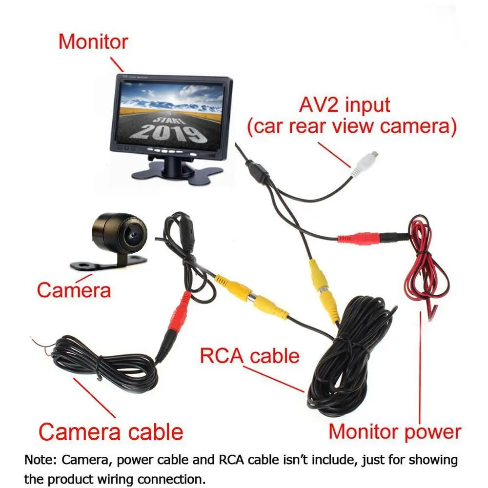 XYCING Универсальный 7 ''800*480 цветной TFT ЖК-экран монитор, автомобильный монитор заднего вида комплект 2 видеовхода для автомобильных мониторов заднего вида
