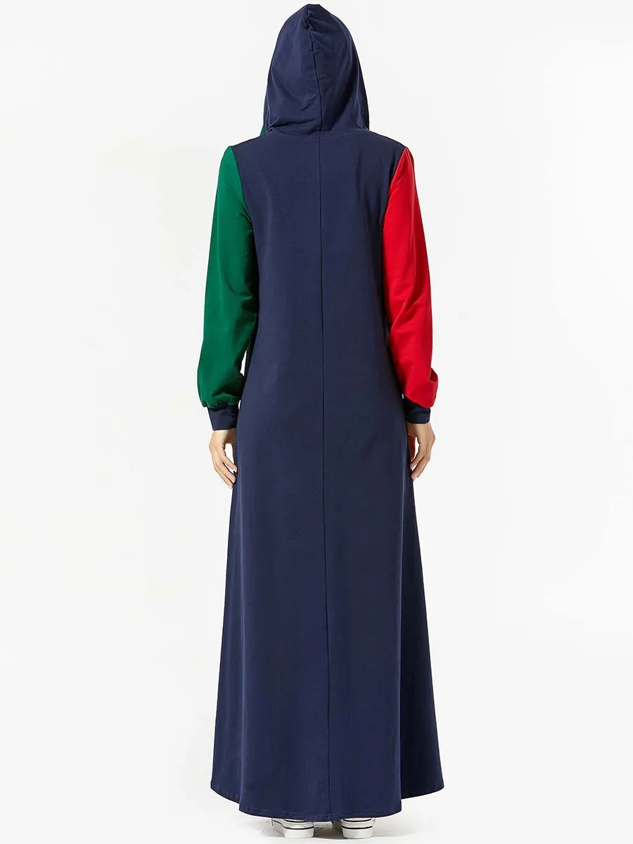 Мусульманская одежда лоскутное длинное платье с длинным рукавом и карманом