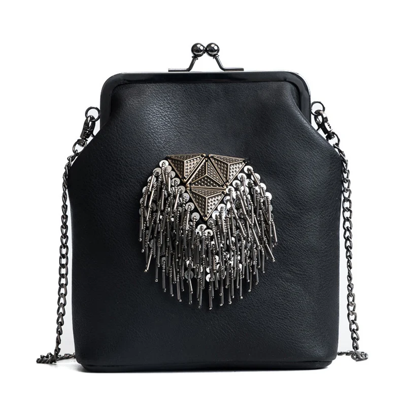 Новый Панк хеви-метал маленькая квадратная сумка Для женщин Железный зажим на
