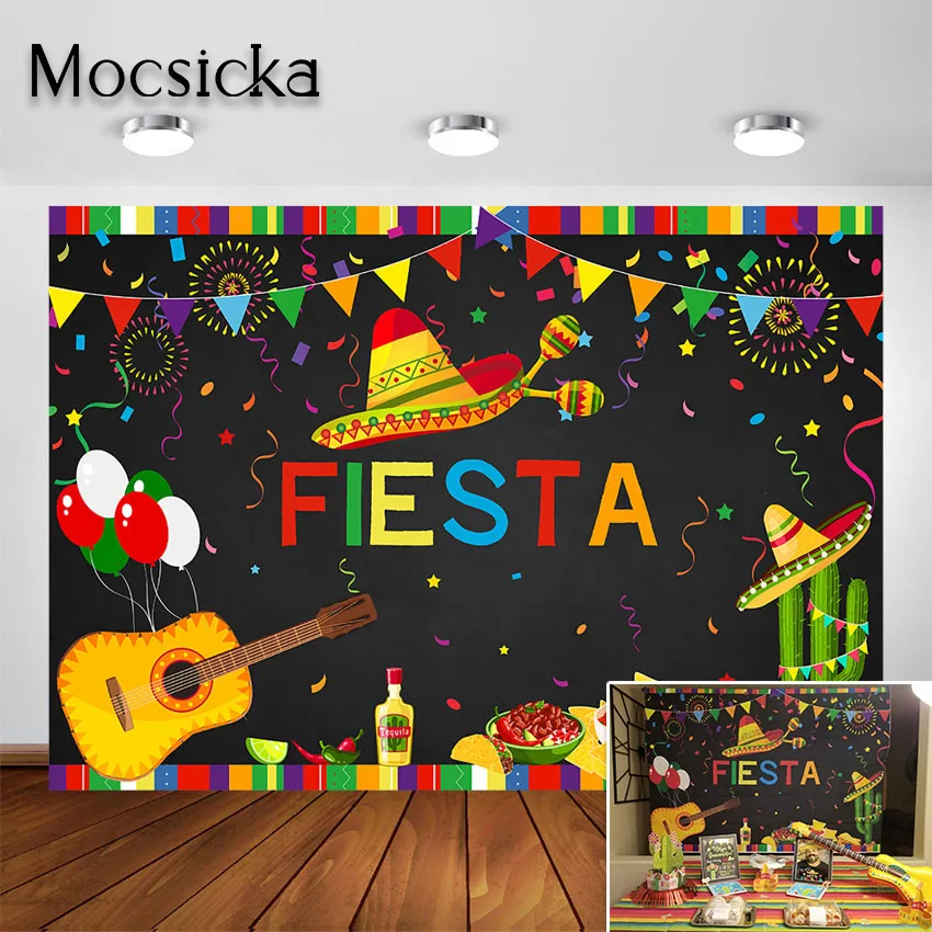 

Mocsicka Fiesta Birthday Backdrop Mexican Fiesta Themed Birthday Party Photo Background Summer Luau Cinco De Mayo Party Decor