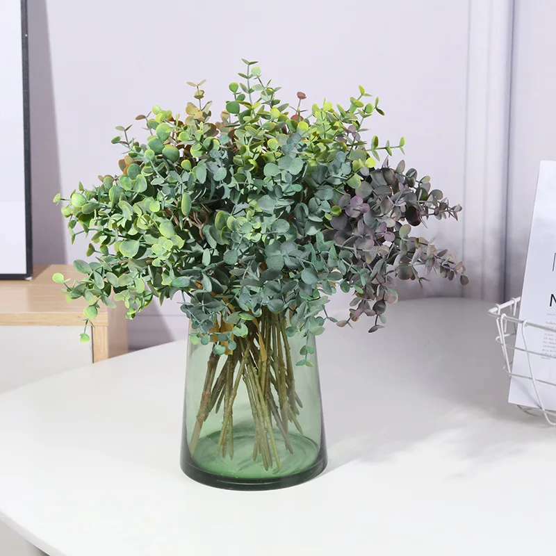 

Artificial Plant Eucalyptus Leaves Plastic Green Plants Fake Eucalyptus Leaves DIY Home Wedding Forest Style Decorations decor