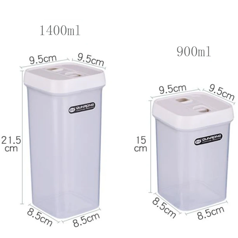 

900/1400ML Food Storage Container Jar Plastic Kitchen Refrigerator Storage Box Multigrain Tank Transparent Food Sealed Cans