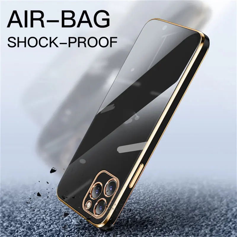 Роскошный квадратный глянцевый защитный чехол для iPhone 12 Pro Max 11 MiNi X XS XR 8 7 Plus SE 2020 |