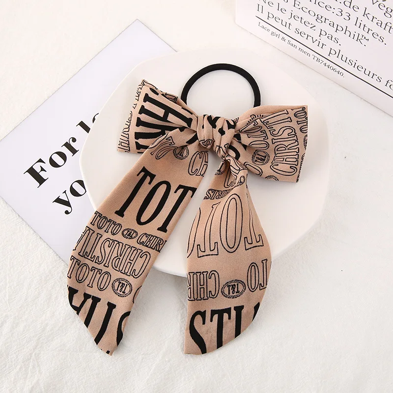 

Korean Hair Band Big Bowknot Hair Rope French Style Letter Print Ribbon Scrunchie Hair Binding Hair Ring Hair Binding Headwear