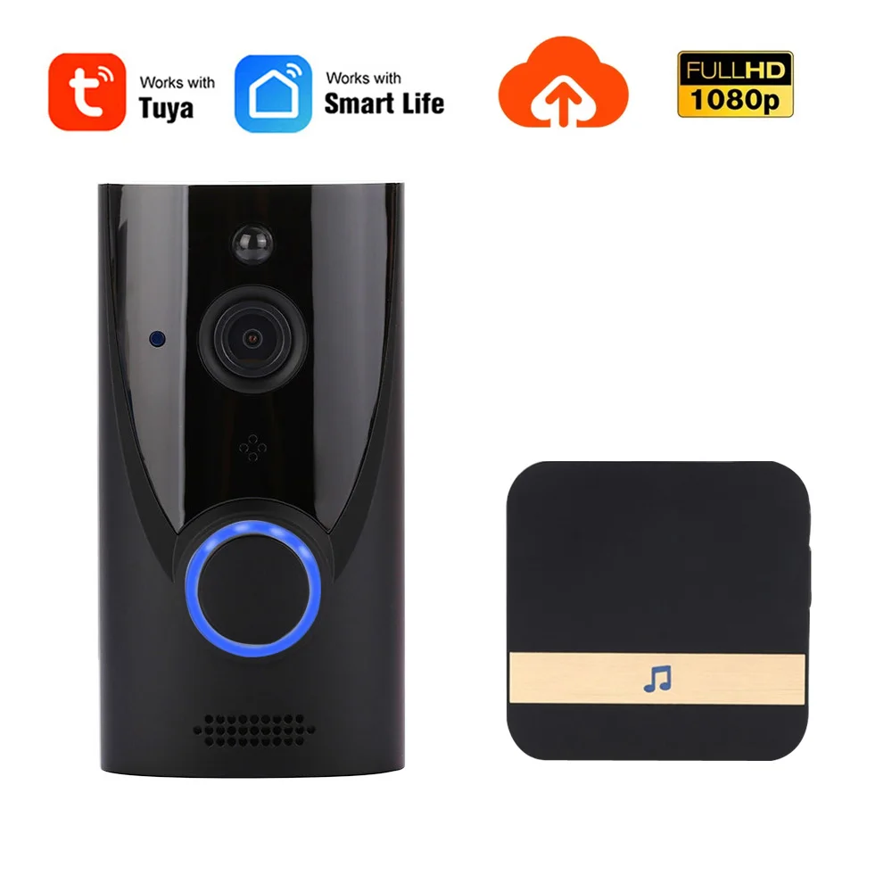 Tuya Smart 1080P HD Video Doorbell Camera Home Security Wireless WiFi Door Phone Bell Intercom PIR Motion Detector