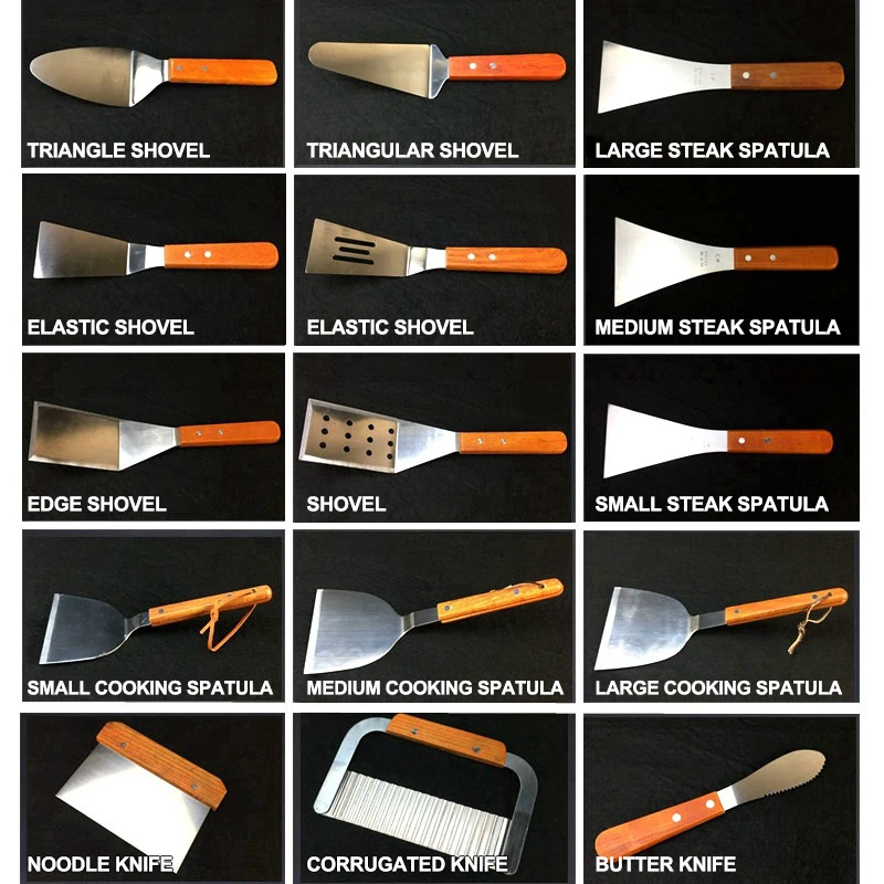 

BBQ Roasting Fork Clamp Shovel Roast Barbecue Skewers Wooden Handle Stainless Steel Cooking Spatula Tool Sets Triangle Steak