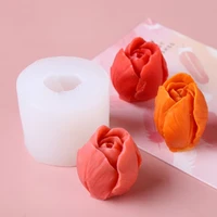 3d tulip rose candle silicone mold diy plaster craft handmade flower soap mould chocolate cake making supplies home decoration