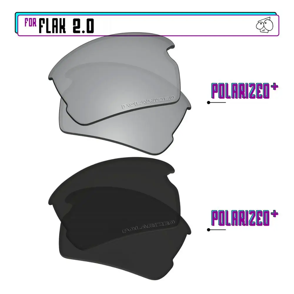EZReplace Polarized Replacement Lenses for - Oakley Flak 2.0 Sunglasses - Blk P Plus-SirP Plus