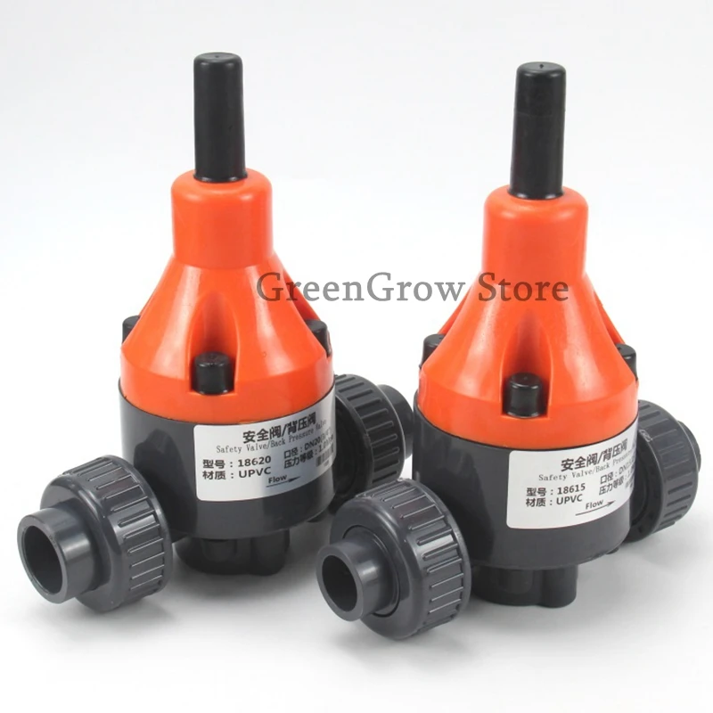 1pc I.D 20~75mm UPVC Safety Valve Industrial Water Treatment PVC Pipe Back Pressure Valve Double Union Joint Regulating Valve