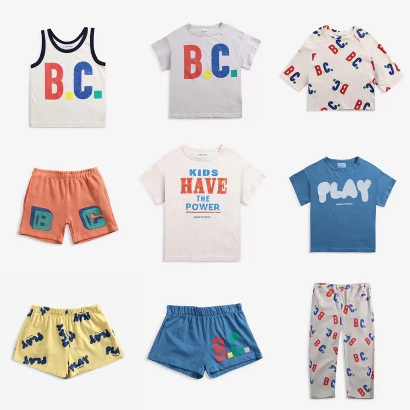 

Kids Boys Girls T-shirt Summer BC Brand Fashion Stripe Letters Vest Short Sleeve T-shirts Baby Pants Children Suits