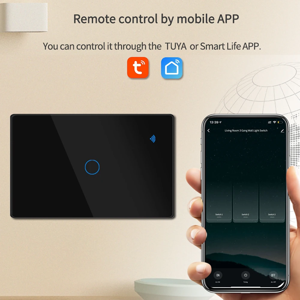 Умный выключатель Yagusmart Tuya с Wi-Fi настенный света нулевой требуемый Alexa Google Home Smart