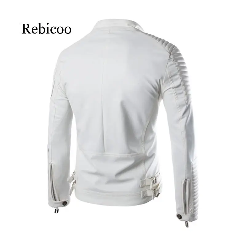 

Men's Slim short punk motorcycle collar PU leather jacket fashion solid color youth handsome cycling suit