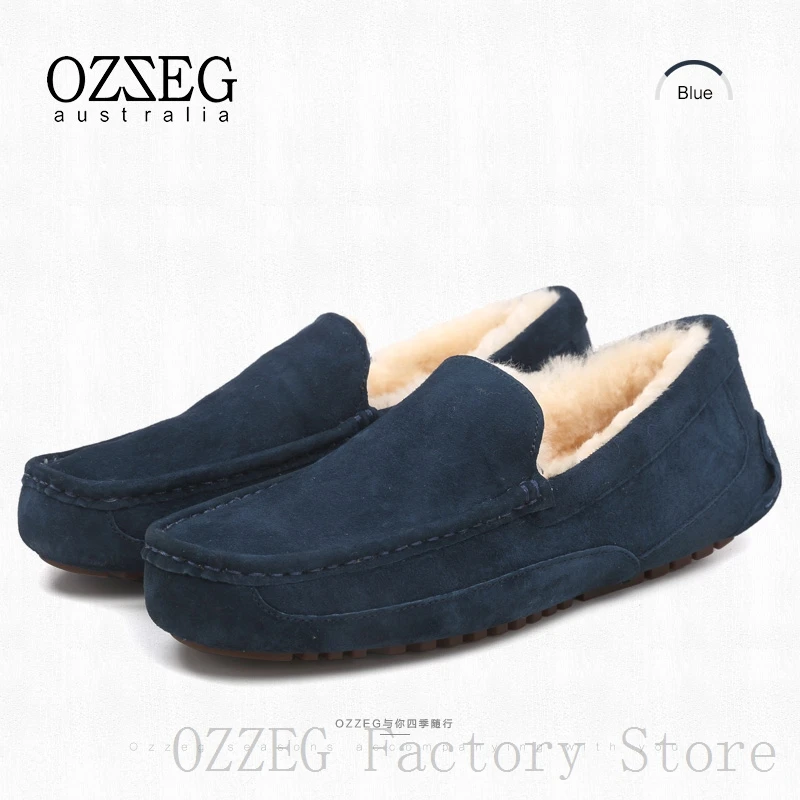 OZZEG; Роскошная брендовая дизайнерская обувь; Мужская зимняя обувь из натуральной кожи на плоской подошве; австралийская подкладка из натуральной овечьей шерсти; лоферы; Повседневная обувь; Мокасины