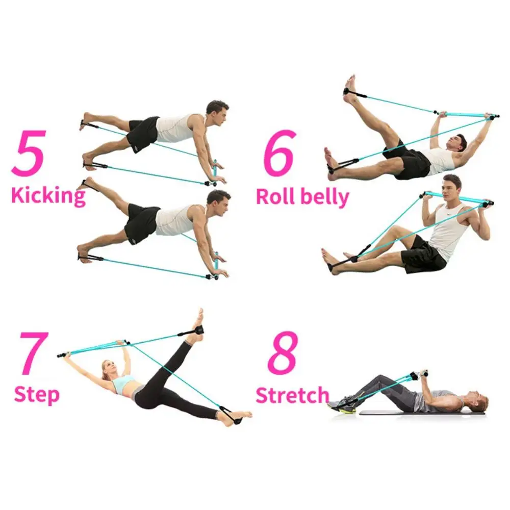 구매 휴대용 필라테스 바 키트, 저항 밴드 포함, 조절 가능한 필라테스 운동 스틱 토닝 바, 홈 요가 체육관, 피트니스 바디 운동