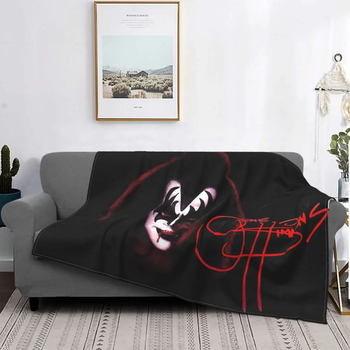 

Kiss Band Knitted Plaid Travel Airplane Quilted Bed Cover Carpet Prayer Islam Home Textiles Faux Fur Blanket Flannel Blanket