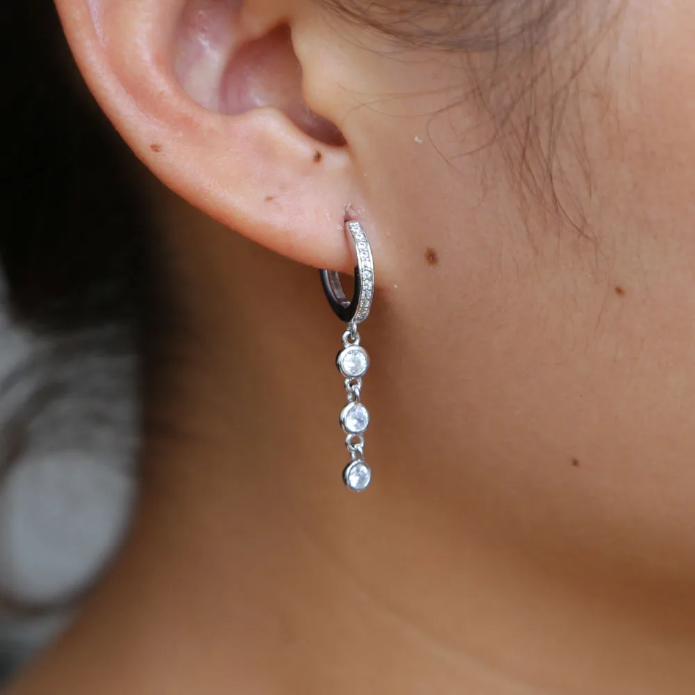 Модные элегантные круглые длинные серьги из стерлингового серебра 925 пробы с