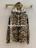 women paris design letter print long sleeve 100 cotton hoodie tiger pattern jacket branded sweatshirt clothes for teens hoodies
