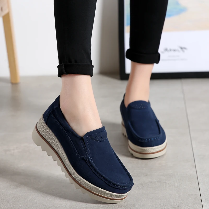

2020 Spring Women Flats Shoes Woman Platform Slip On Flats Sneakers Women Suede Ladies Tenis Loafers Moccasins Casual Shoes