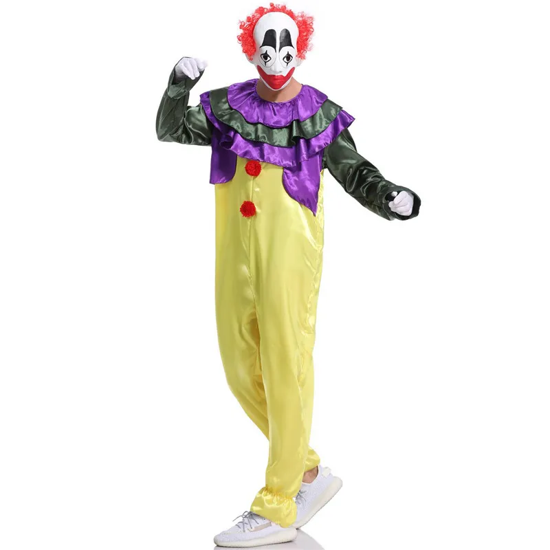 Мужской костюм для Хэллоуина фантазийное платье с маской комбинезон клоуна