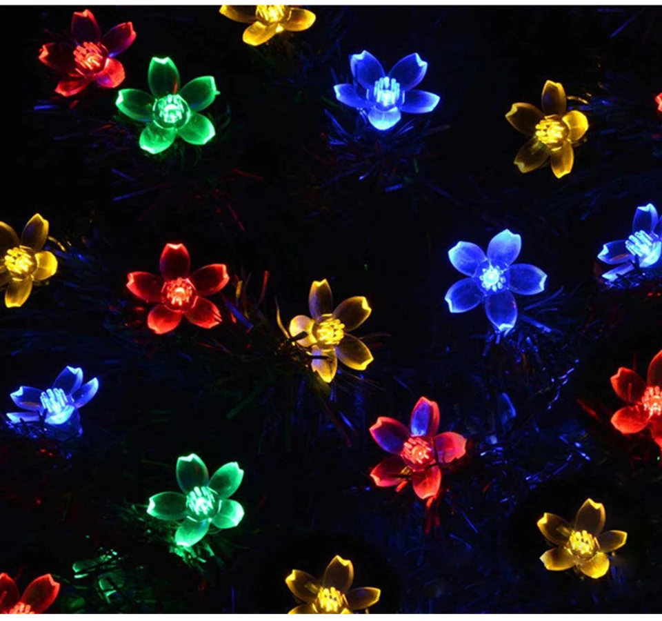 Рождественские украшения 7 метров 50 Led Rgb Ip65 Солнечный садовый струнный светильник цветок вишни Рождественский светильник s наружный декоративный