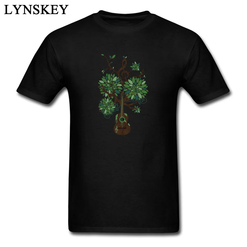 

Art Design Unique Music Guitar Tree Print Men T shirt Big Size Design Tee Shirts Short Sleeves Tops