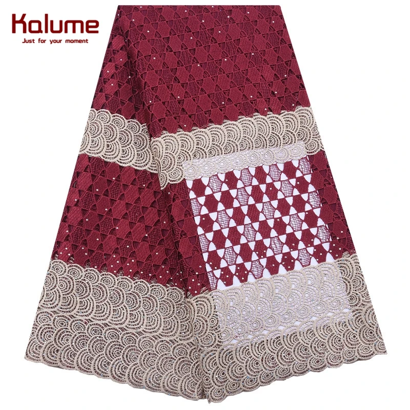 Горячая Распродажа нигерийский гипюровый шнур Kalume кружевная ткань с отверстиями