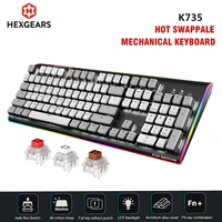HEXGEARS K735 Hot Swap Switch Mechanical Keyboard 104 Key Waterproof Gaming Keyboard Kailh BOX Switch PBT Keycaps RGB Side DIY