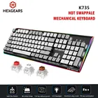 Механическая клавиатура HEXGEARS K735 с горячей заменой, водонепроницаемая, 104 клавиш, Игровая клавиатура, переключатель Kailh BOX PBT, колпачки, сторона RGB, сделай сам