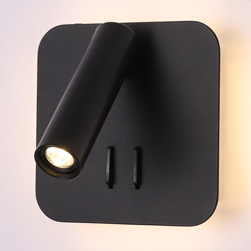 black square Zerouno светодиодный ночник, лампа, современный USB зарядное устройство, для чтения книг, Ночной светильник, для дома, лофт, изголовье, для чтения, настенный светильник - Испускаемый цвет: black square