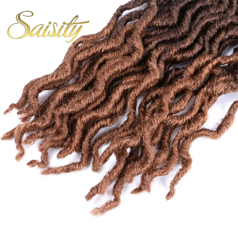 Saisity 18 дюймов 24 пряди Синтетические Ombre Faux locs кудряшки для наращивания мягкие вязанные крючком косички для наращивания волос