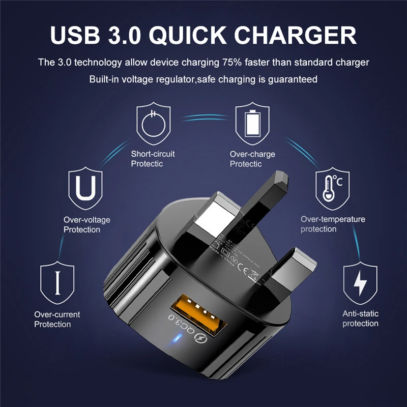 Штепсельная Вилка EU/US/UK быстрое зарядное устройство USB для путешествий настенный