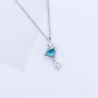 Новое поступление, креативные модные ювелирные изделия из стерлингового серебра 925 пробы с изображением планеты и ключа, красивое ожерелье с кулоном из голубого кристалла, H450