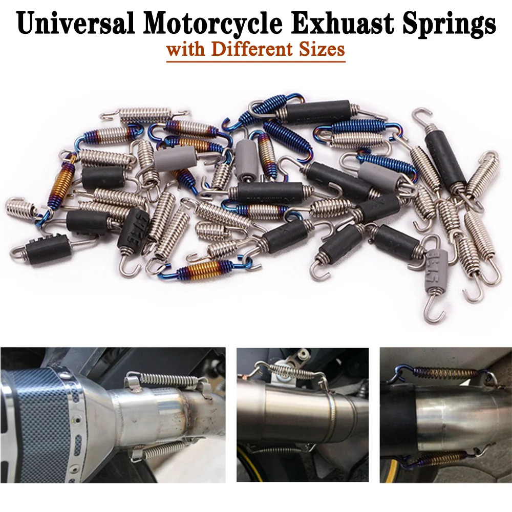 

2PCS Universal Stainless Steel Motorcycle Exhaust Spring Hooks Front Middle Link Pipe Rotatable Metal Springs Practical Thicken