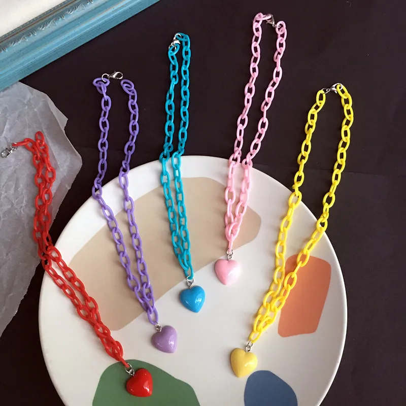 Женское многослойное акриловое ожерелье ярко розового цвета|Цепочки| |