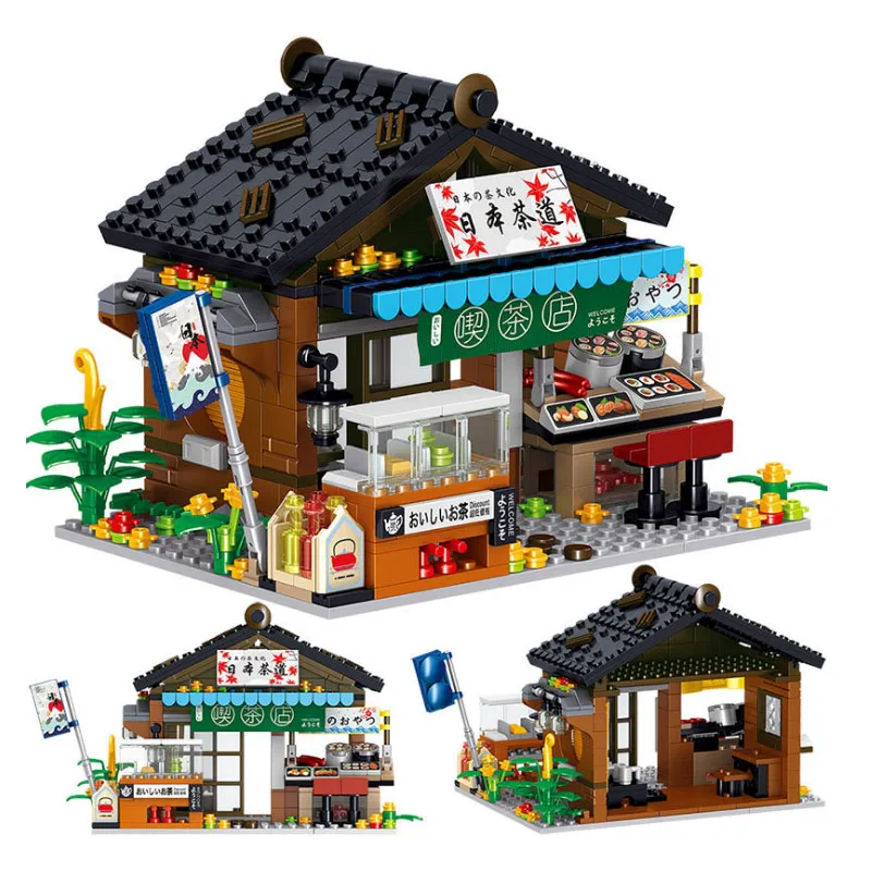 

City Mini Street View Japanese Food Takoyaki Shaved Ice Shop Building Blocks Figures Bricks Toys For Children Christmas Gifts