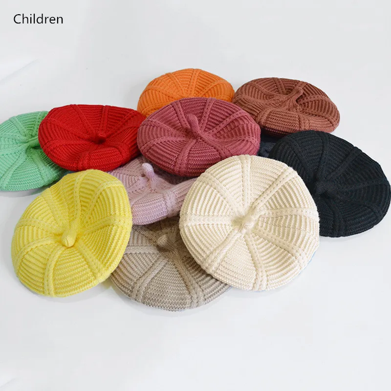 

Fashion Cute Children Baby Beret Hat Cap Winter Warm New Arrivals Toddler Kids Hats Girls Boys Solid Woolen Crochet Knit Cap